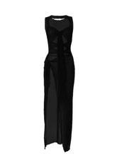 Maxikleid aus transparentem Netzstoff
